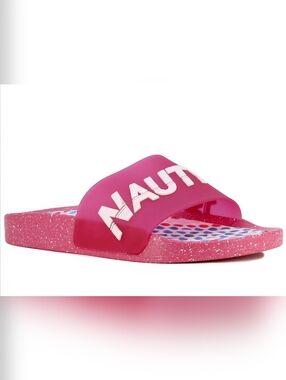 NWT Nautica Hot Pink Glitter Slide with White Logo